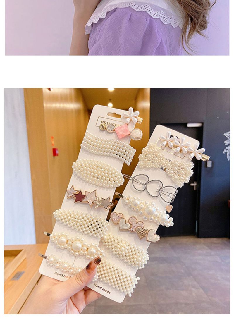 Unisex hårspænde hovedbeklædning Hårspænde kant klip pige baghoved pandehår klip pande net rød linje perle hår klip_voghion.com