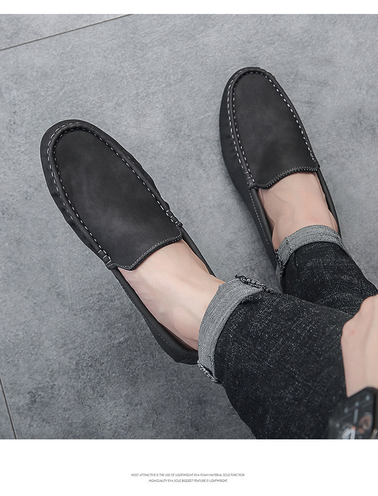 SHLIANG Men's Casual Sport Shoes British Style Bean Bean Slip-On Loafers Versatile Comfortable Breathable Rubber Sole Shoes X0016_voghion.com