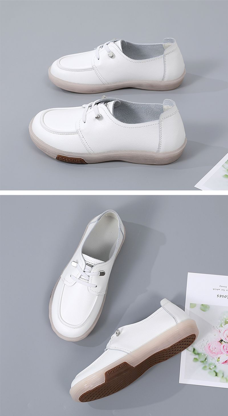 Talpă elastică cu talpă moale, pantofi albi mici și confortabili, pantofi sport casual_voghion.com
