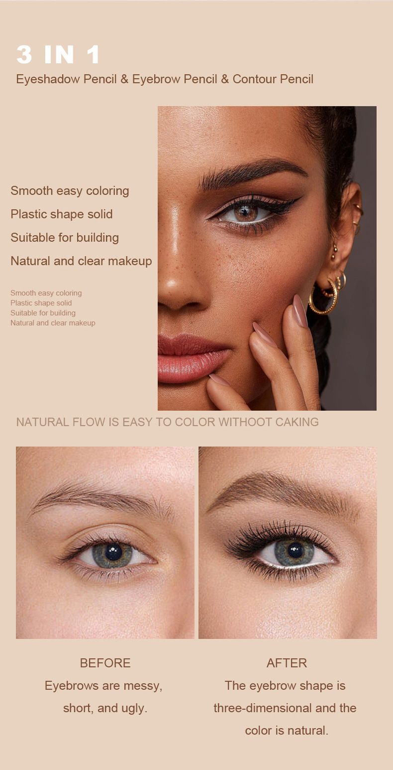 KAŞ Yüksek Maliyet Performans Pratik Kapatıcı Eyeliner Dayanıklı Su Geçirmez Kaş Kalemi 3 Set_voghion.com