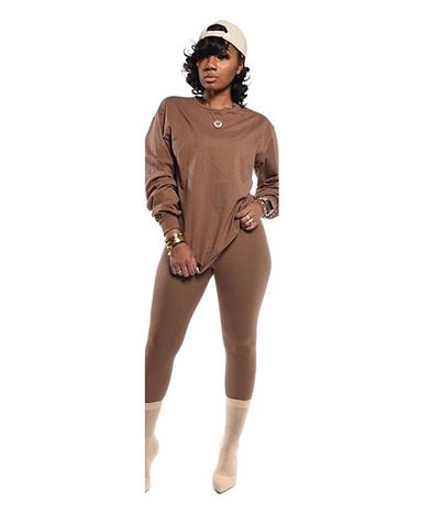 Women's Long Sleeve Tracksuit Set - Stylish & Comfortable Solid Color Outfit For Fall/Winter, Casual Elegant Lounge Wear_voghion.com