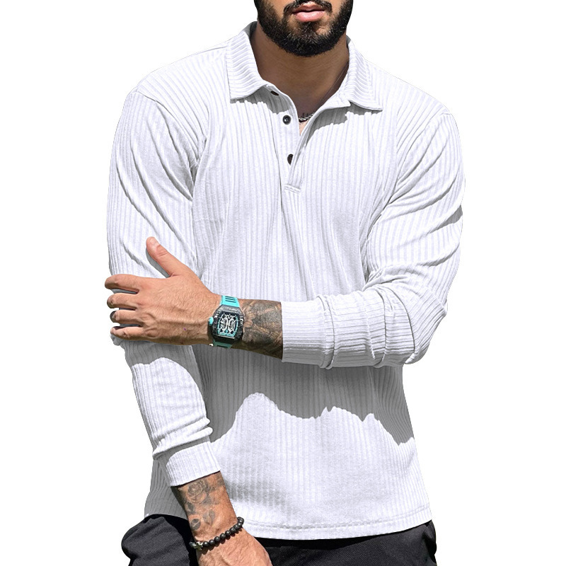 Herrenbekleidung Revers-Langarm-Herren-T-Shirt Außenhandels-Herren-Revers-Poloshirt_voghion.com