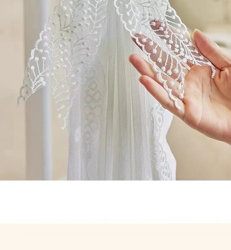Raffhalter aus Spitzenschleife, leichter, luxuriöser französischer Vorhang mit Kordelzugschnalle im koreanischen Stil, ohne Bohren, schönes, transparentes Bindeseil_voghion.com