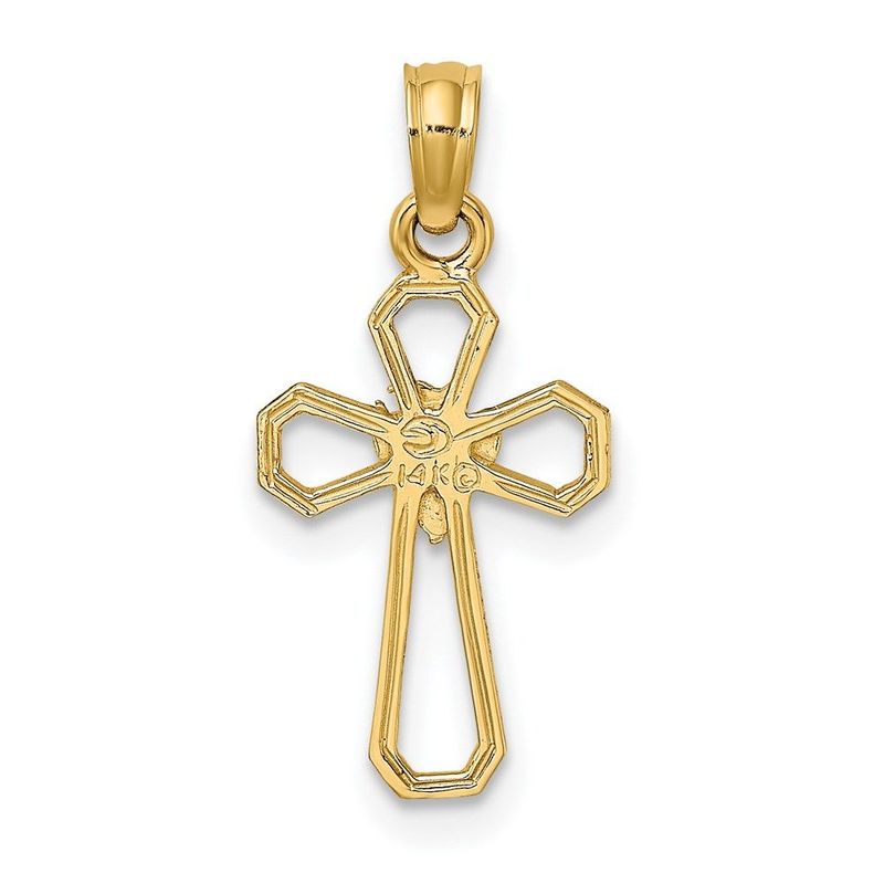 14K Cut-Out Cross W/ Dove Charm_voghion.com