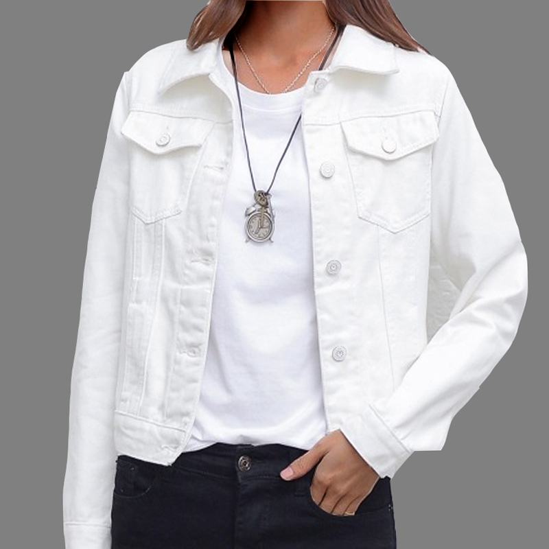 Nuova giacca di jeans da donna primavera e autunno 2022 giacca di jeans corta casual da donna versione coreana giacca di colore solido_voghion.com