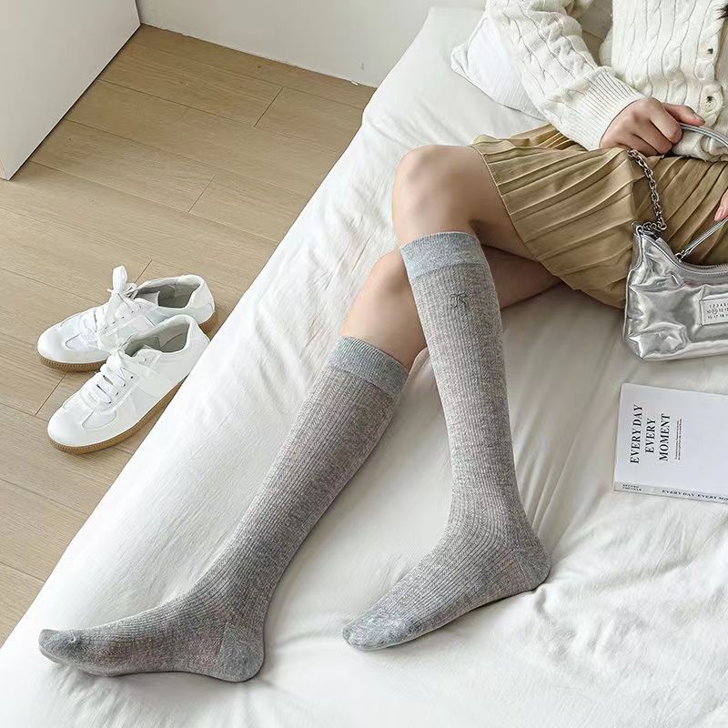 Ballet Women's Calf Thin Korean Style Mesh Breathable Embroidered Bow Summer Mid-Length Socks_voghion.com
