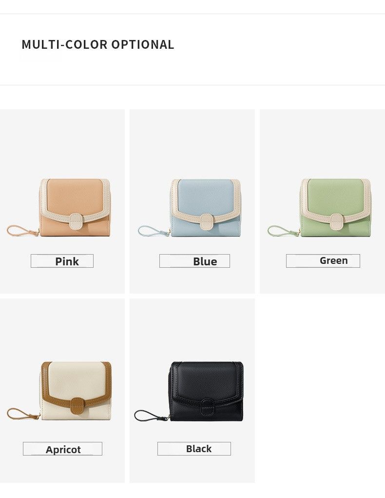 Women's Japanese Coin Purse Student Sweet Short Tri-fold Cross-border Zipper Hand-held Folding Bag PU Wallet_voghion.com