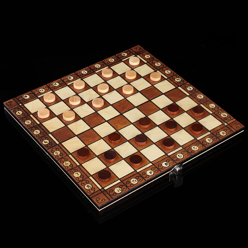 Holz Magnet Schach 3-in-1 Set Tragbare Faltbare Puzzle Wettbewerb Brettspiel Spielzeug_voghion.com