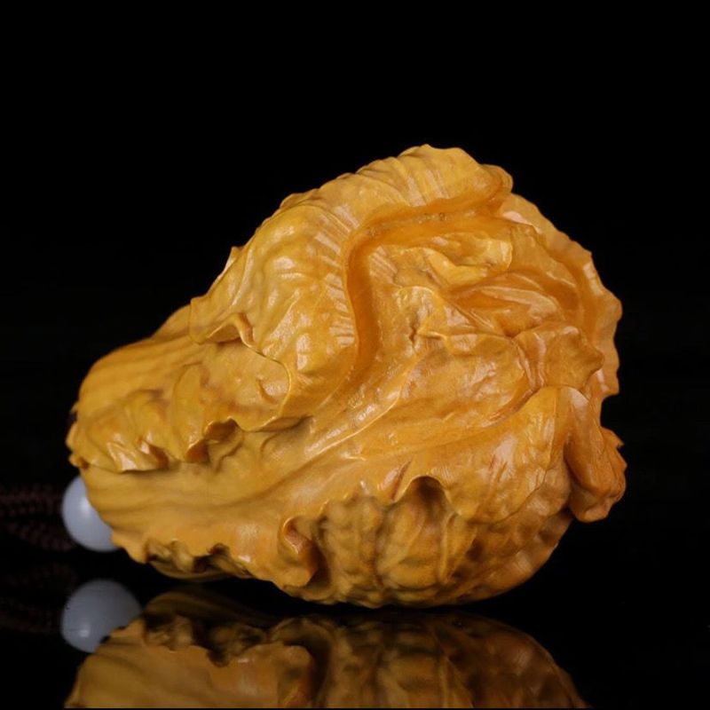 Thuja Wood Carving Cabbage Wealth Gathering Ornament Lucky Fortune Hanging Decoration Handheld Cultural Plaything Craft_voghion.com