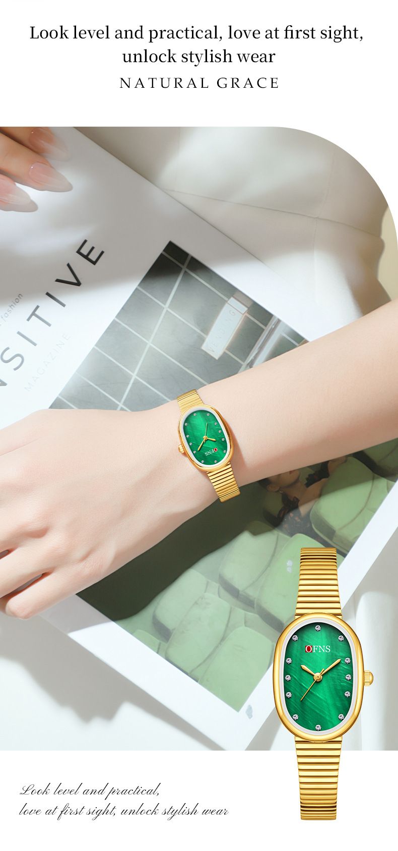 Elegante orologio al quarzo da donna con dettagli in diamanti, quadrante ovale impermeabile ed elegante per abbigliamento casual. Orologio al quarzo impermeabile Caibei, orologio da donna di alta gamma._voghion.com