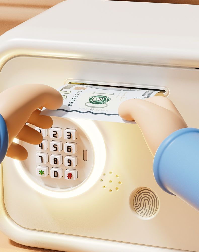 【Coleção 1006 Pessoas】 Senha de impressão digital 2025 Novo modelo para meninas, Cofrinho infantil avançado para meninos, Lata de economia_voghion.com