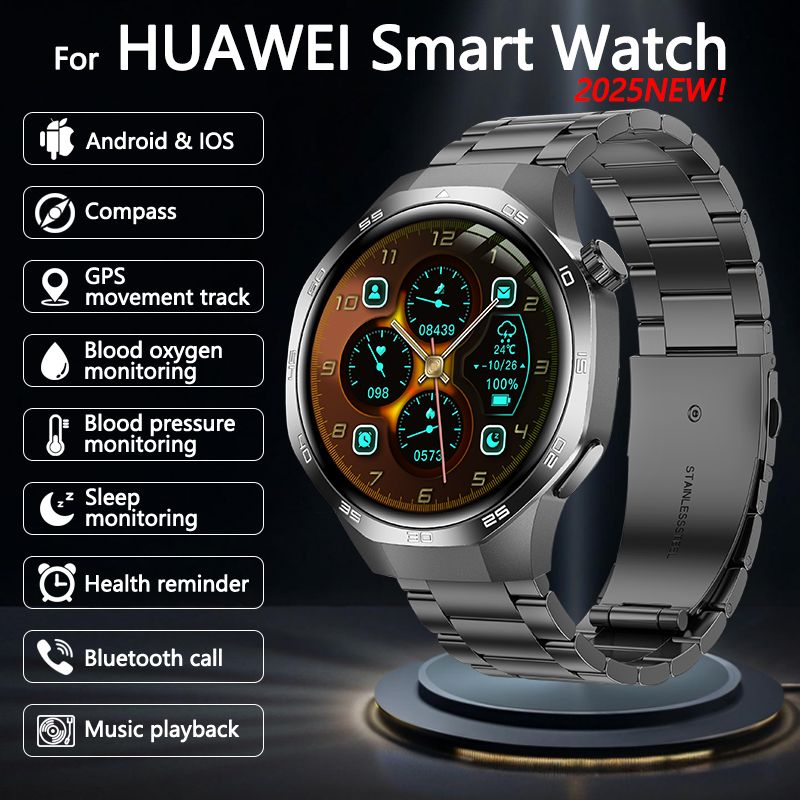2025 New GPS Sports Fiess Tracker For Huawei 1.53-inch NFC Heart Rate Blood Pressure Health Monitoring Smart Watch_voghion.com
