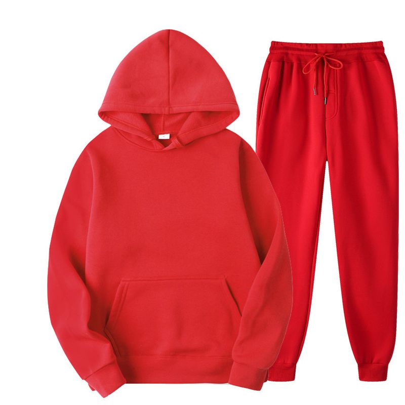 Sweat à capuche en polaire pour hommes, ensemble de pull de sport de couleur unie, à la mode, nouvelle collection 2024_voghion.com