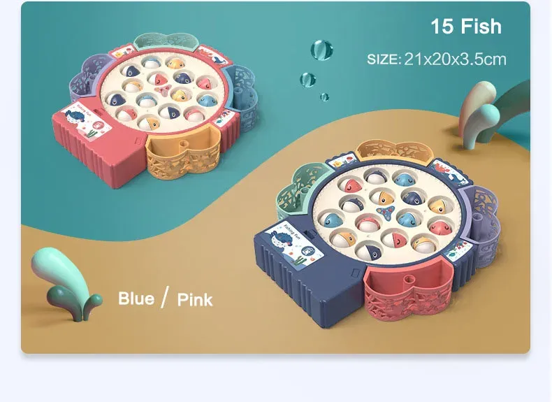 Children Electric Fishing Toys With Music Rotating Fish Interactive Board Game Fine Motor Skill Parent-child Toys For Ki_voghion.com