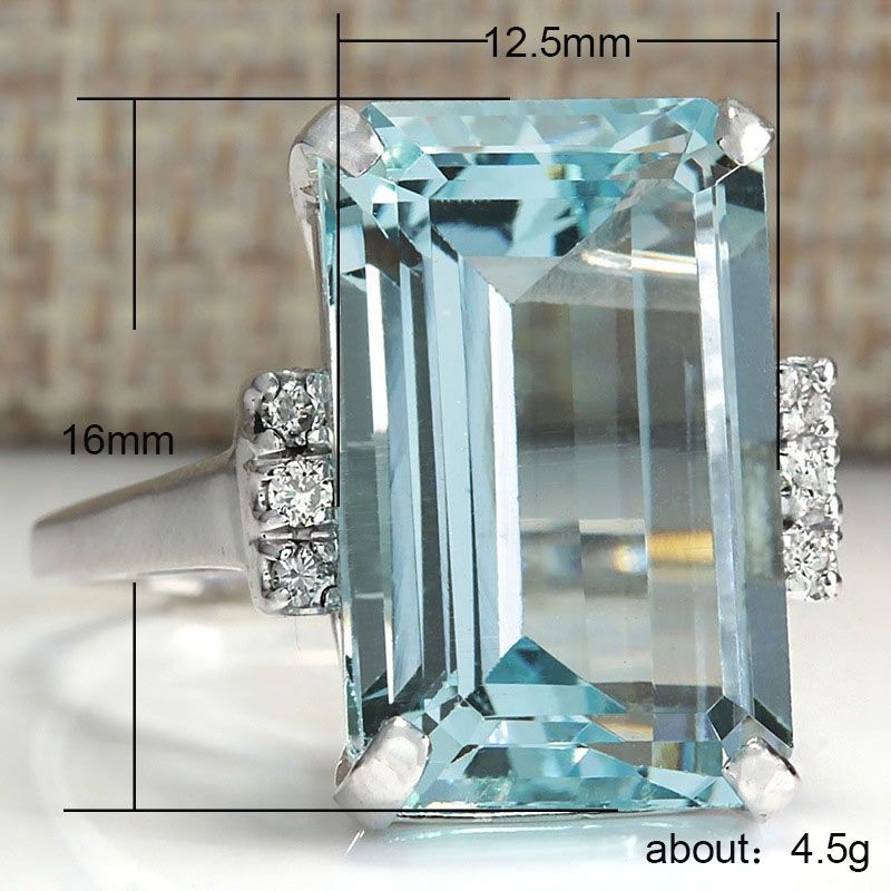 Heiße Verkäufe HUITAN Hyperbole Frauen Schwanz Party Ring mit riesigen Sky Blue Cubic Zirkon Prong Einstellung Valentinstag Geschenk für Frau_voghion.com