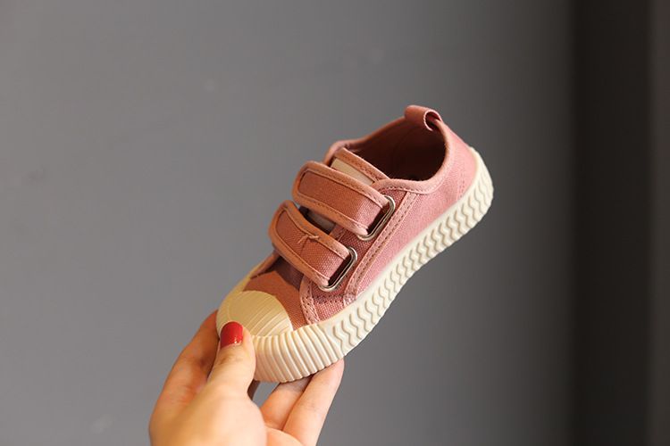 Kinder schuhe Candy farbe low top kinder leinwand schuhe Klett_voghion.com