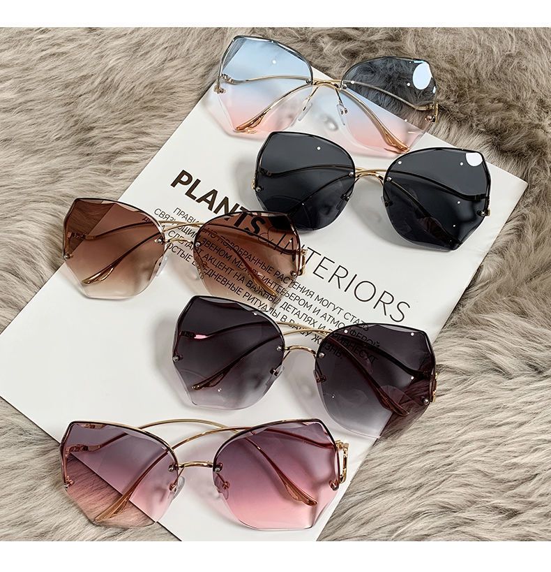 Polarisierte randlose Sonnenbrille für Damen, High-End-Ins, Autofahrer-Sonnenbrille, Sommer-Sonnenschutz, High-End-Brille_voghion.com