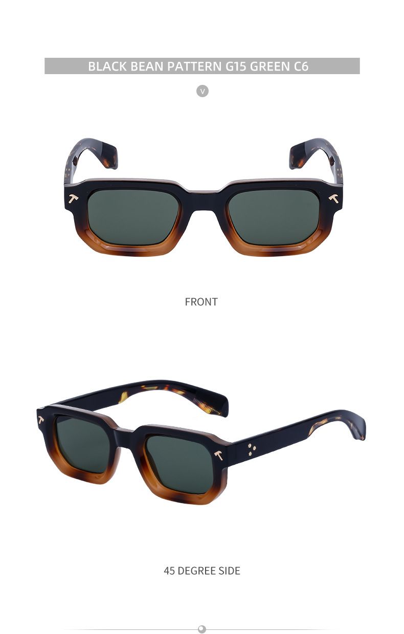 Neue modische Sonnenbrille mit quadratischem Rahmen für Herren, Persönlichkeit, einfache Sonnenbrille, schwarze Sonnenbrille für Herren_voghion.com