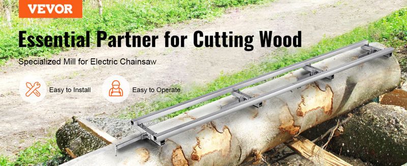 VEVOR Rail Mill Guide System, 9 ft Milling Guide, 4 Crossbar Kits Chainsaw Mill Rail Guide, Aluminum Adjustable Saw Mill Rail System Work with Chainsa_voghion.com