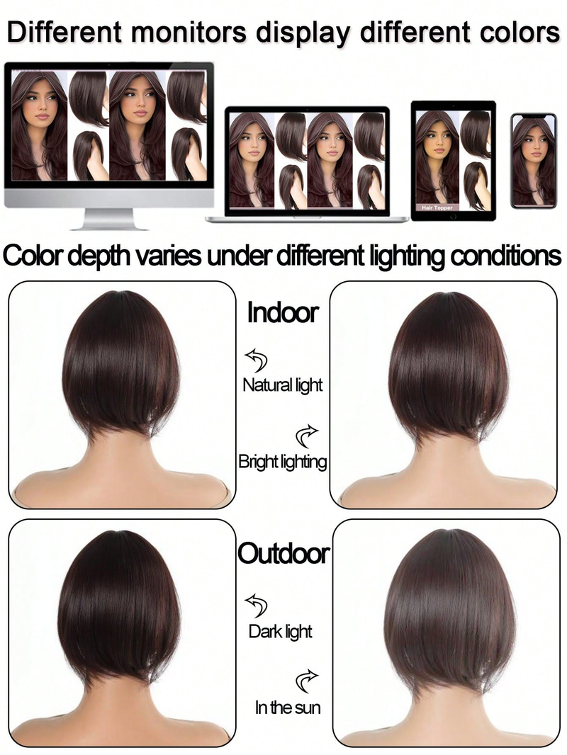 Braune synthetische 3DAir-Haar-Clip-In-S-Verlängerung, gefälschte Fransen, natürlicher falscher Topper-Haarteil, unsichtbare Clourse_voghion.com