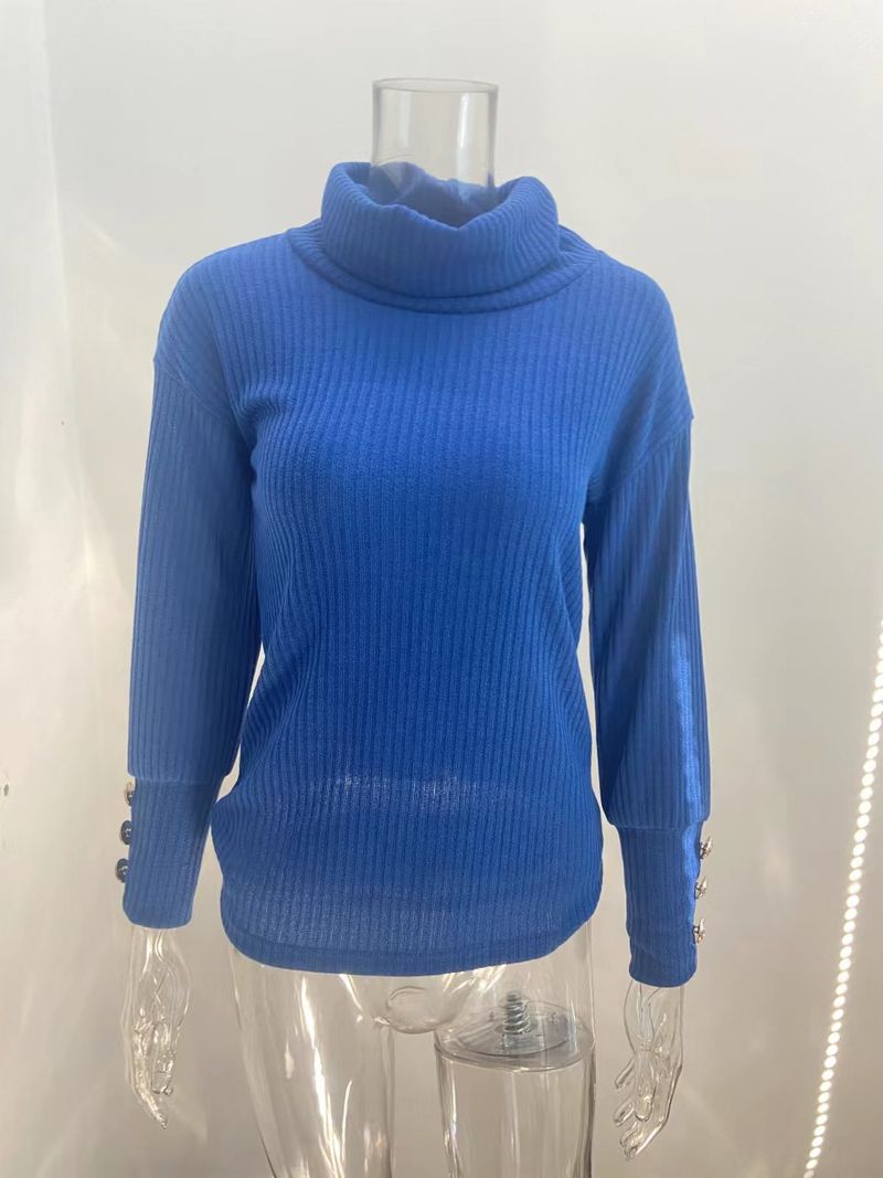 Sweat-shirt à col roulé en tricot pour femme, automne-hiver 2023_voghion.com