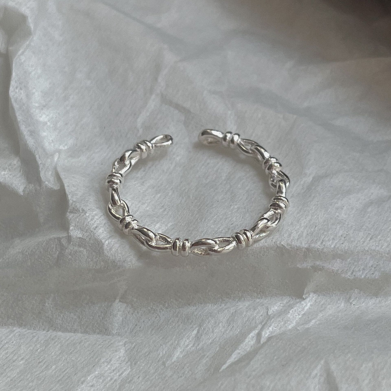 ins style Korean plain knotted braided open ring female no fading simple niche design high-end sense all-match_voghion.com