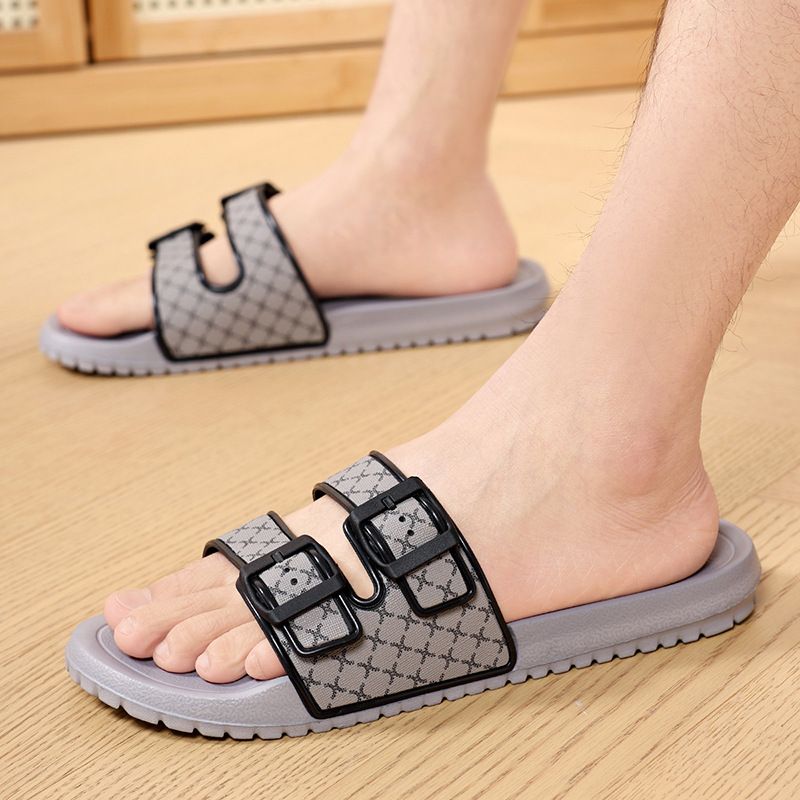 【】 Pantofole da uomo One Word con un tocco di alta qualità, blocco di colore, antiscivolo, antiodore, suola morbida leggera in EVA insapore,_voghion.com