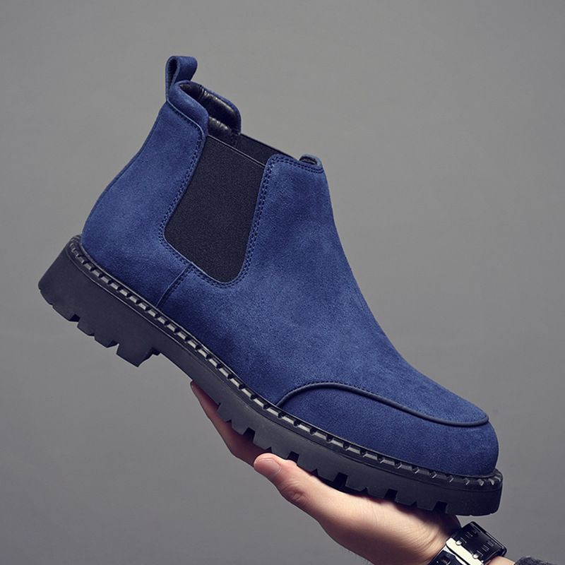 Fur Martin Boots Men's Round Head Platform Short Boots Medium Help Desert Boots Matte Leather Men_voghion.com