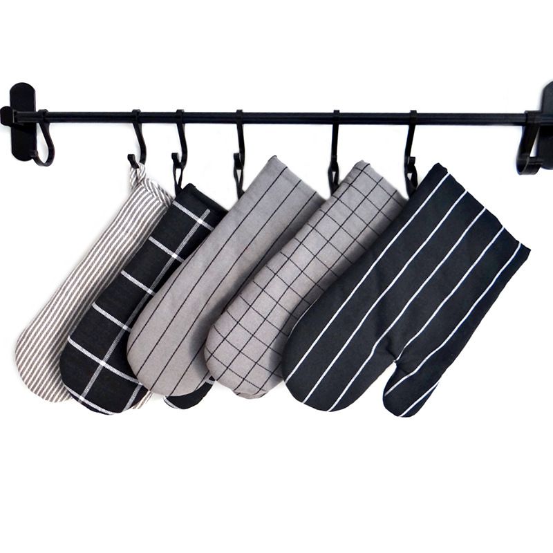 Modernes, minimalistisches Ofenhandschuh- und Topflappen-Set – hitzebeständige Küchenhandschuhe mit rutschfestem Griff, geometrische Muster (16 x 26 cm)_voghion.com