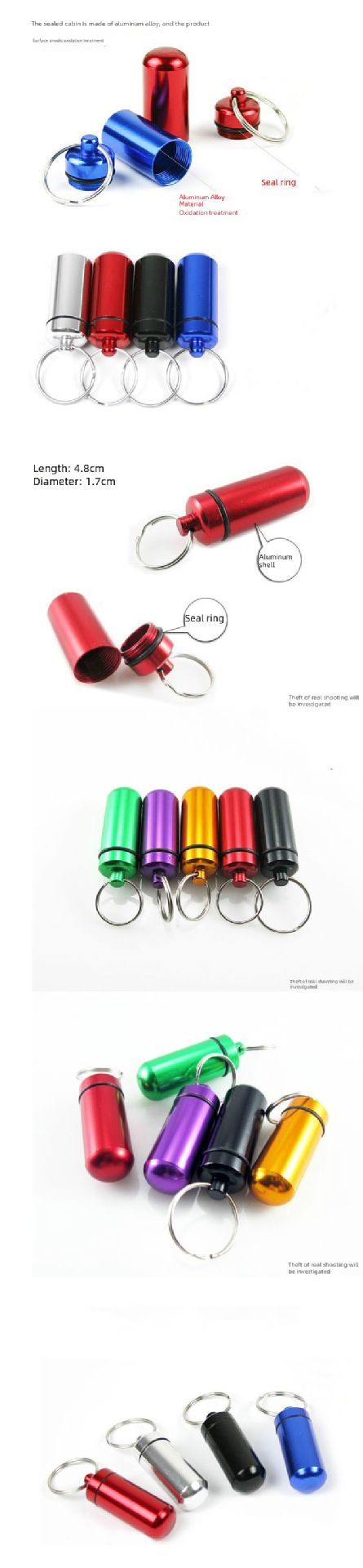 Spot utomhus rund aluminiumlegering patron metall nyckelring krok öronproppar förpackning tank vattentät förseglad_voghion.com