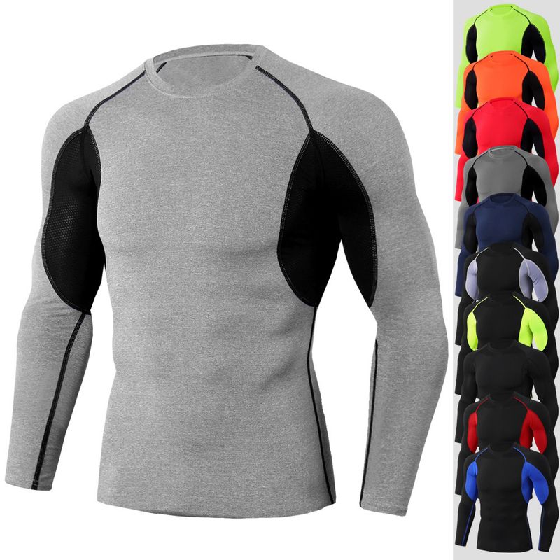 Erkek Vücut Geliştirme Spor Tişörtü Hızlı Kuru Koşu Tişörtü Uzun Kollu Sıkıştırma Üst Spor Tişörtü Erkek Fitness Sıkı Rashgard_voghion.com