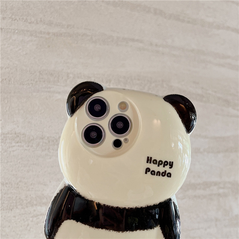 Mobile phone case three-dimensional panda suitable for iPhone15 Apple 14promax mobile phone case cartoon 13 water stickers 12 all-inclusive soft_voghion.com