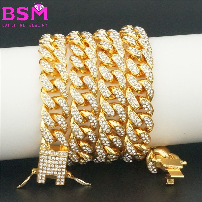 Hip Hop Dominant 12,5 mm Full Diamond Big Cuban Collana Catena Oro Vendita Speciale_voghion.com