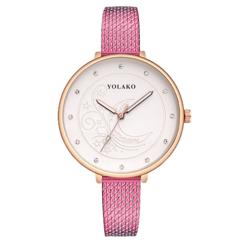Fashion Diamond-Studded Printed Women's Plastic Band Quartz Watch_voghion.com