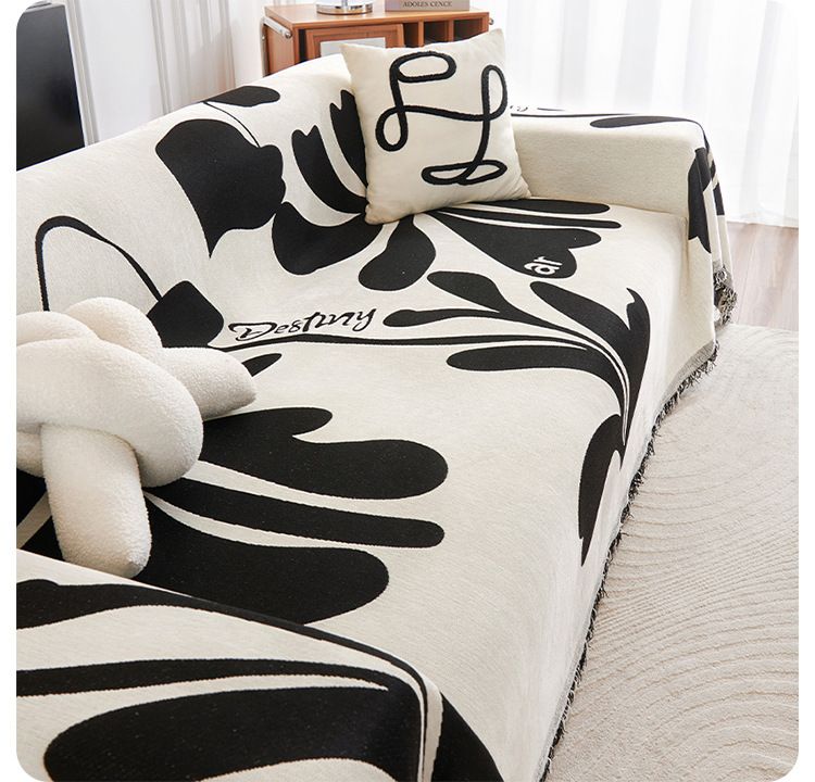 Bohemian Chenille Sofa Throw Blanket - Non-Slip Universal Cover For Couches (4-Season Use Stylish Design Soft & Cozy Machine Washable)_voghion.com