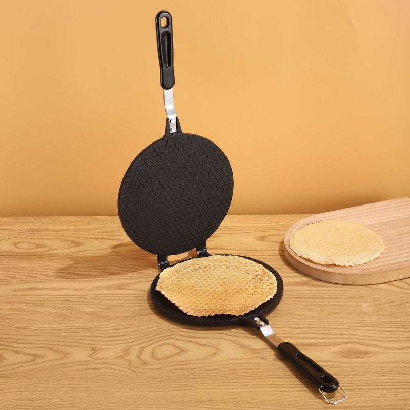 Non-Stick Egg Roll Waffle Cone Maker For Home Baking - Round Cake Cookie Mold With 17cm & 22cm Patterned & Plain Designs_voghion.com