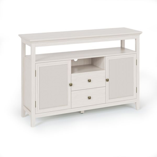 52.8' Rattan Sideboard, Boho Farmhouse Storage Cabinet With Adjustable Shelves, Accent Buffet Cabinet For Kitchen_voghion.com