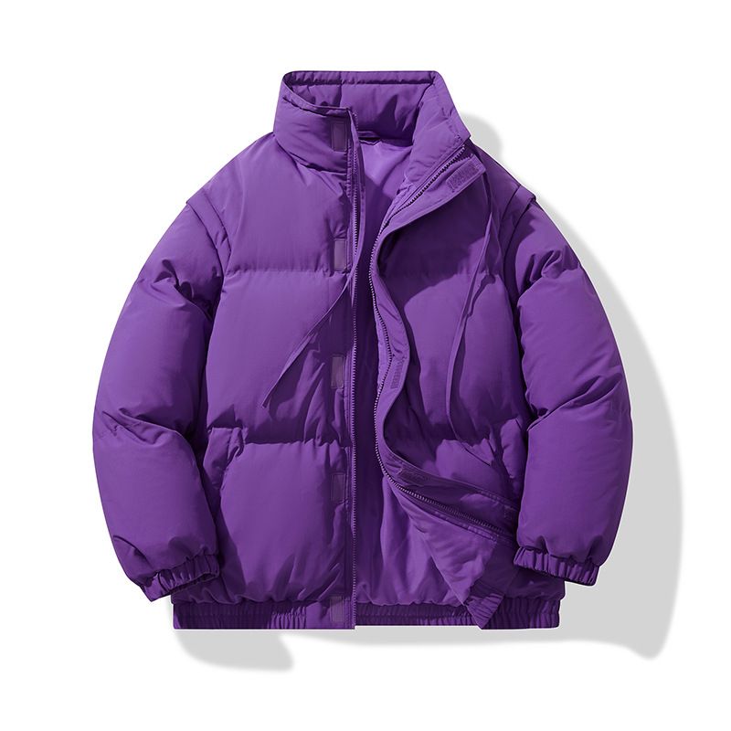 Sleeves Removable Stand-up Collar Cotton-padded Clothes Men's Loose Down Cotton-padded Clothes Stand-up Collar Warm Bread Clothes_voghion.com