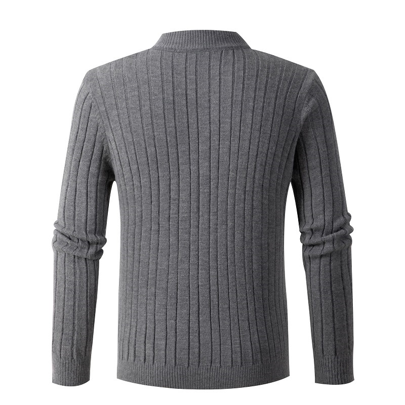 2024 Spring and Autumn New Men's Knitted Korean Edition Youth Fashion Solid Color Simple Ribbed Sweater_voghion.com