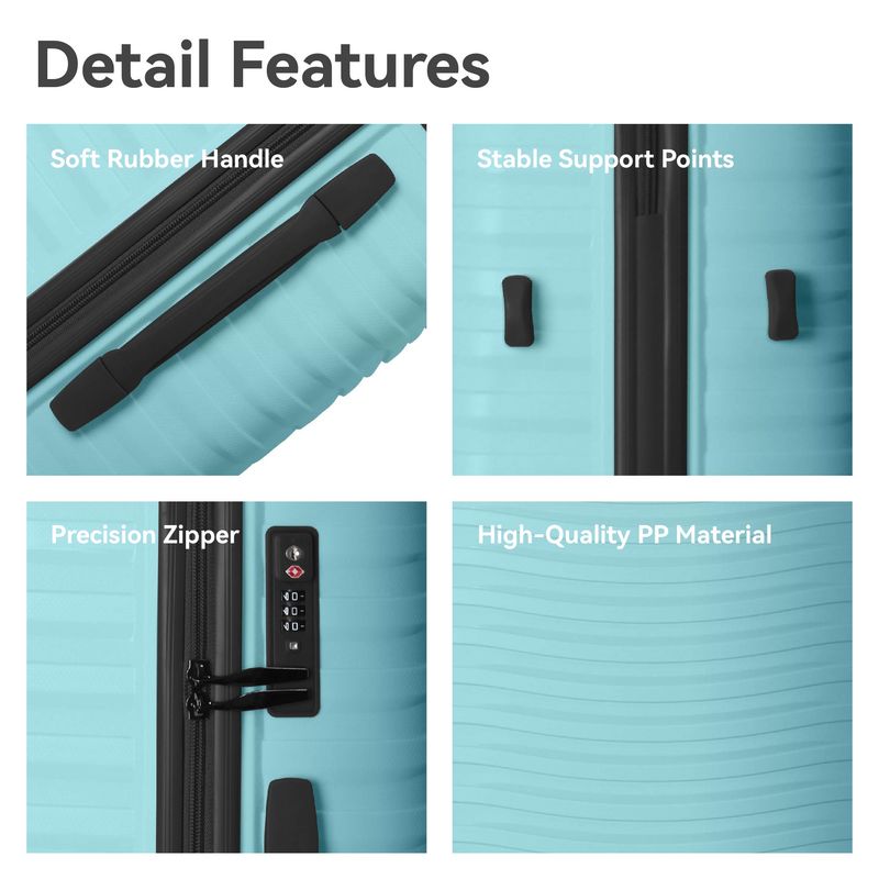 3-Piece Luggage Sets (20", 24", 28"), Suitcase With Wheels, Hardside Suitcase With Four Spinner Wheels And Scratch-Resistant Surface, SkyBlue_voghion.com
