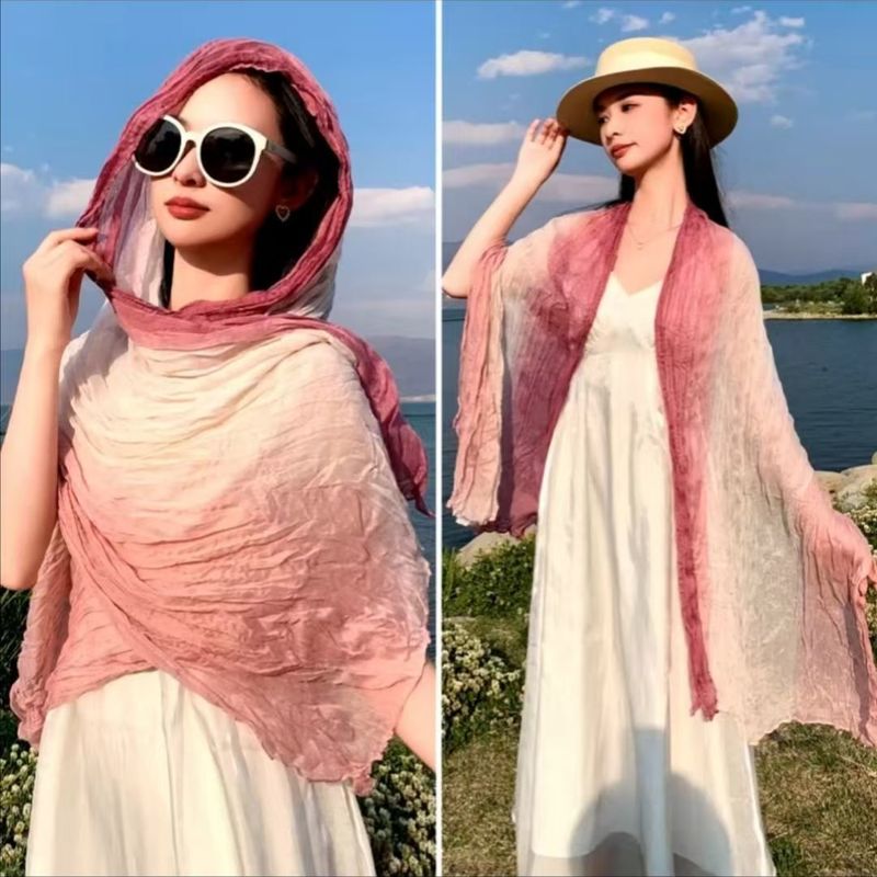 Printemps et été nouveau foulard en soie à fil doux grande taille foulard de plage imprimé haut de gamme foulard en fil de protection solaire châle_voghion.com