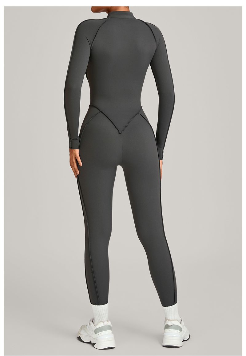 European And American Winter Stand Collar Jumpsuit Half Zipper One-piece Fitness For Women High-intensity Exercise Yoga_voghion.com