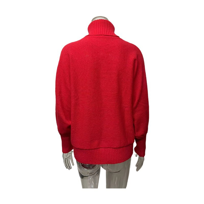 Damenbekleidung, Weihnachts-Rollkragenpullover, lockere Fledermausärmel-Oberbekleidung, Pullover-Oberteile für Damen_voghion.com