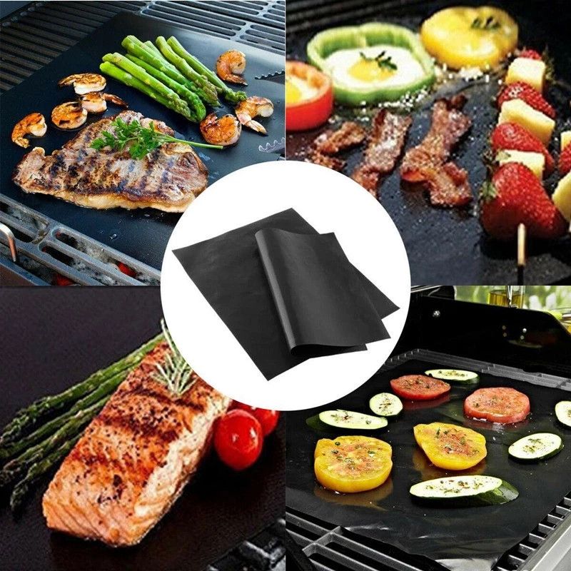 5pcs BBQ Grill Mat Barbecue Baking Non-stick Pad Reusable Cooking Plate PTFE Outdoor Picnic Party Grilling Mat Tool 40*33cm_voghion.com