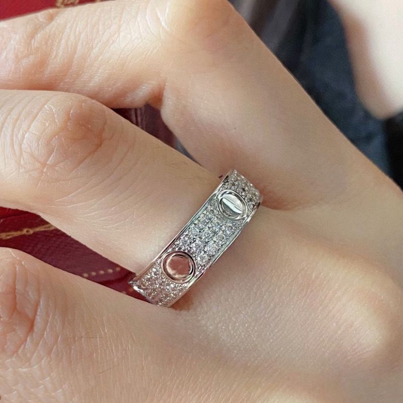 Bague LOVE Starry Sky pour femme, version haute, large et étroite, en or rose, avec commande numérique par ordinateur, diffusion en direct_voghion.com