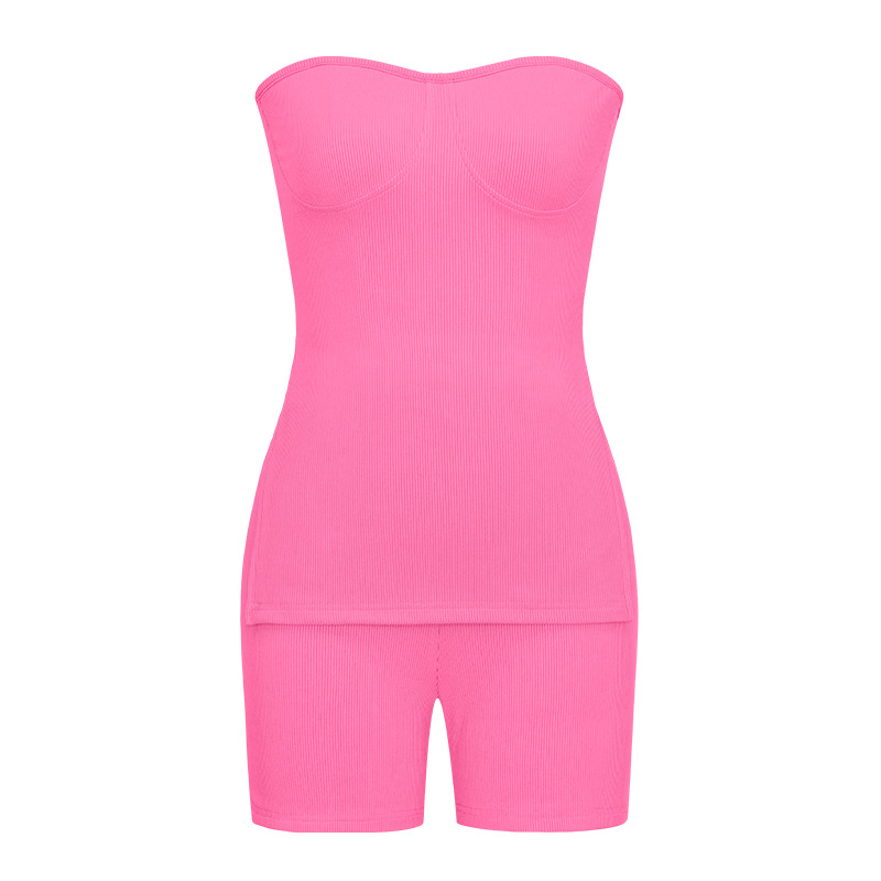 Women's knitted pit strip solid color fashion casual suit_voghion.com