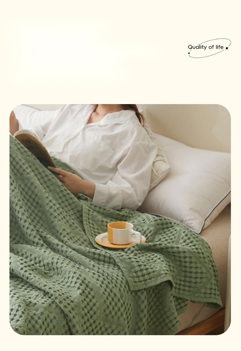 2025 Pure Cotton Hollow Out All-Cotton Gauze Towel Summer Cool Single Double Children Sofa Cover Blanket Thin Quilt_voghion.com