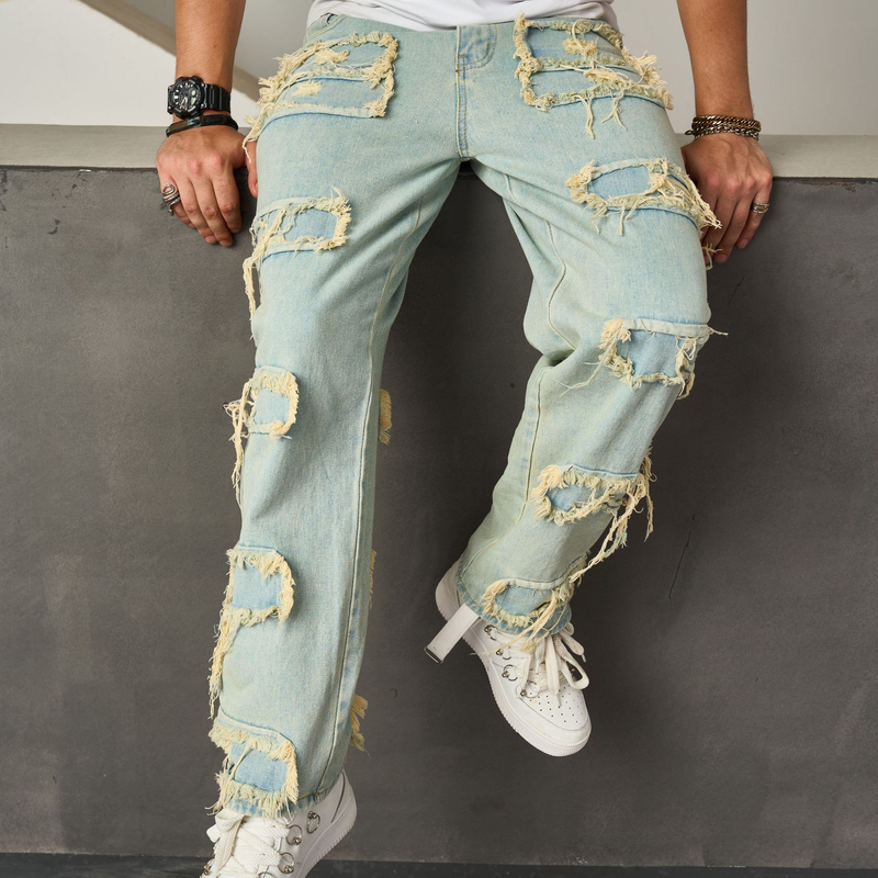Herrenbekleidung 2024 Neue Retro-Jeans mit weitem Bein Trend Slacks High Street Hose mit weitem Bein_voghion.com