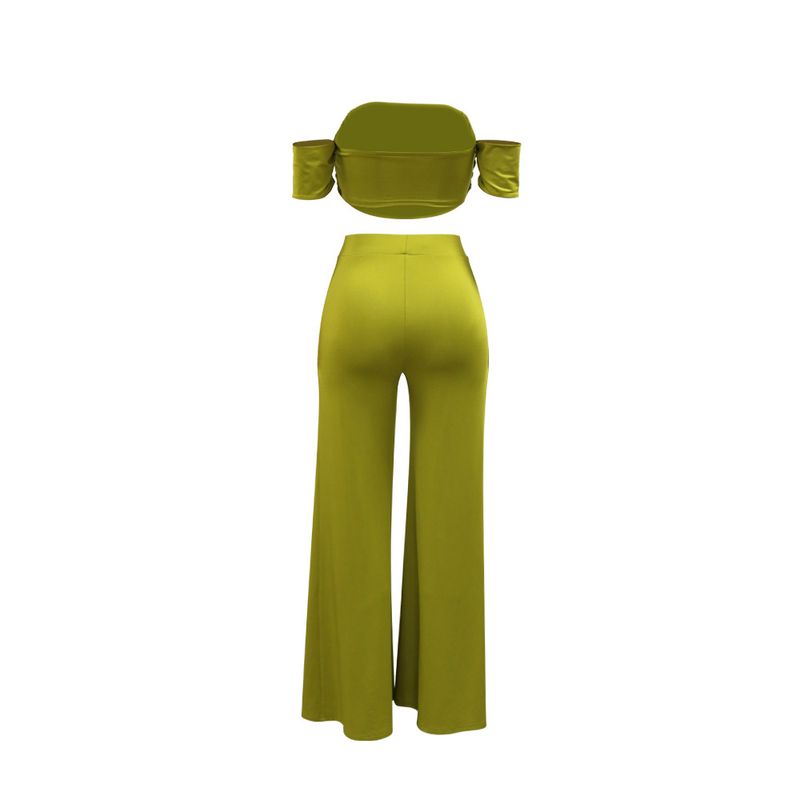 Γυναικεία ρούχα casual κοστούμι Tube Top Split Φαρδύ παντελόνι_voghion.com
