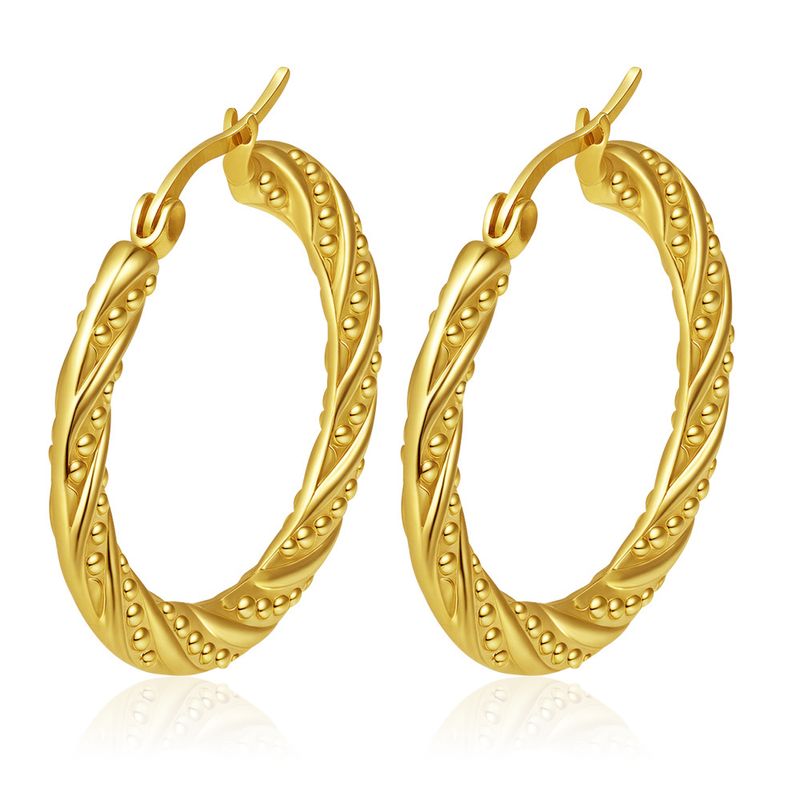 Mode Französisch INS Stil Licht Design Twisted Emed Edelstahl Echt Gold Ohrringe Persönlichkeit Schmuck Für Frauen_voghion.com